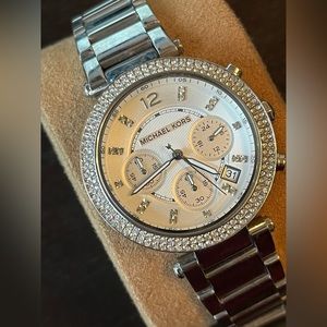 Michael Kors Parker Stainless Steel Watch with Pave details